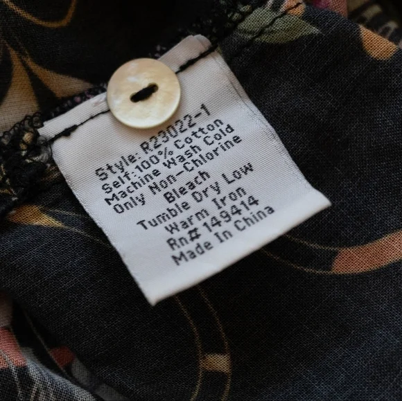 Johnny Was XS Floral Pattern Cottom Long Sleeve Bouse Tunic Ladies Peace Voyager - Picture 6 of 6